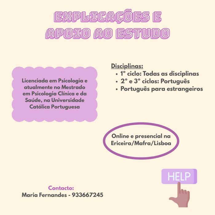 Explicações - Lisboa/Mafra/Ericeira