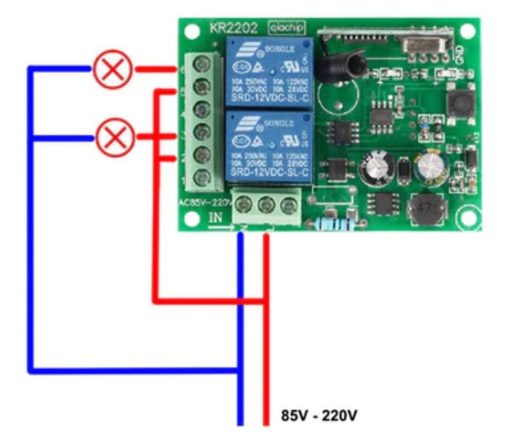 Przekaźnik RF z pilotem 2CH 433Mhz zasilany 230V