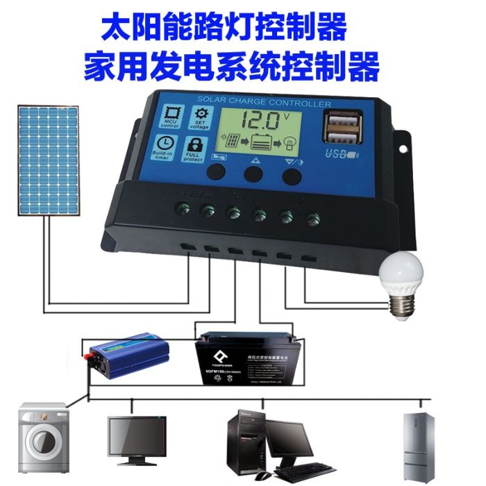 Контролер заряду сонячної  30A 12v/24v S-1024 Контроллер заряда