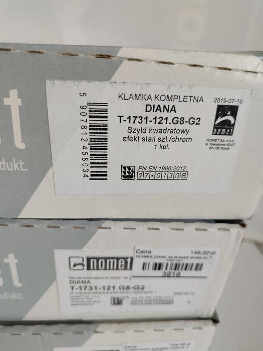Komplet klamki Diana  dzielona 3 sztuki