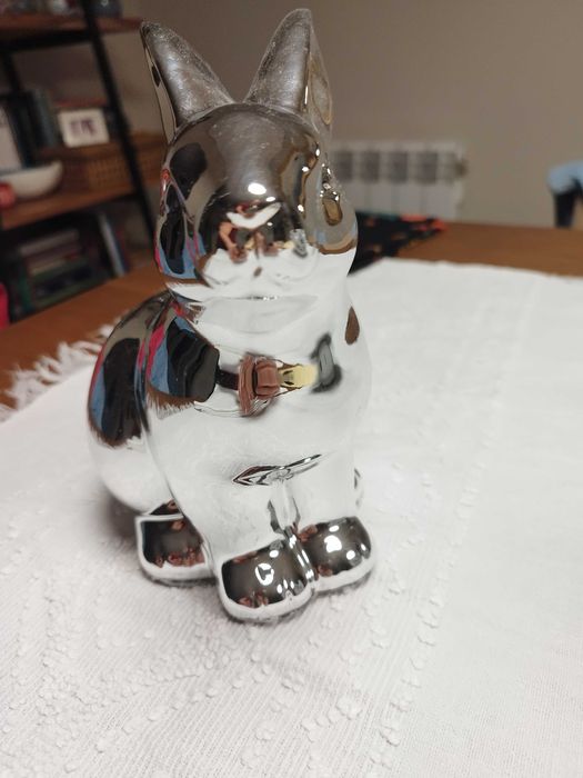 Coelho prateado - decoração - novo