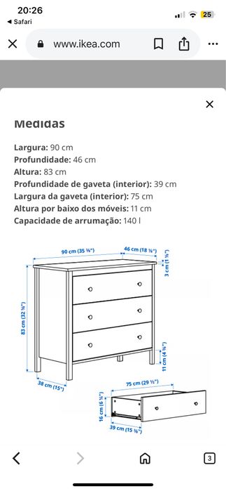Comoda Ikea 3 gavetas