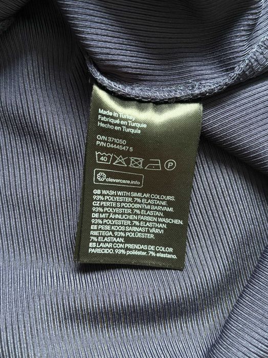 H&M sukienka granatowa prążkowana dopasowana ołówkowa M