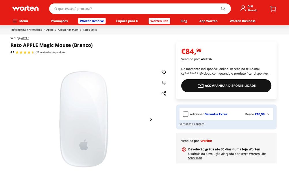 Rato Apple Magic Mouse - Com caixa