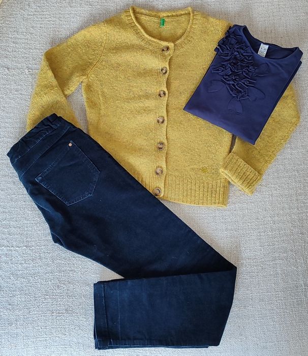 Conjunto 3 Peças: Casaco, Camisola e Calças - Benetton e Zara - Menina