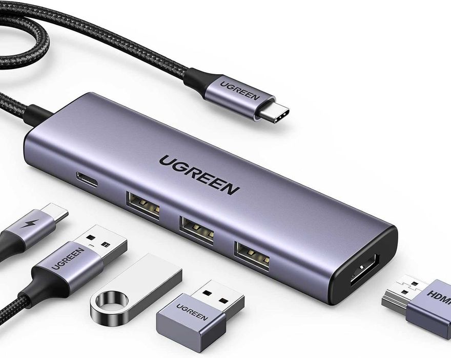 USB-C хаб UGREEN 5 в 1 (4K HDMI, 100W PD, 3x USB-A)