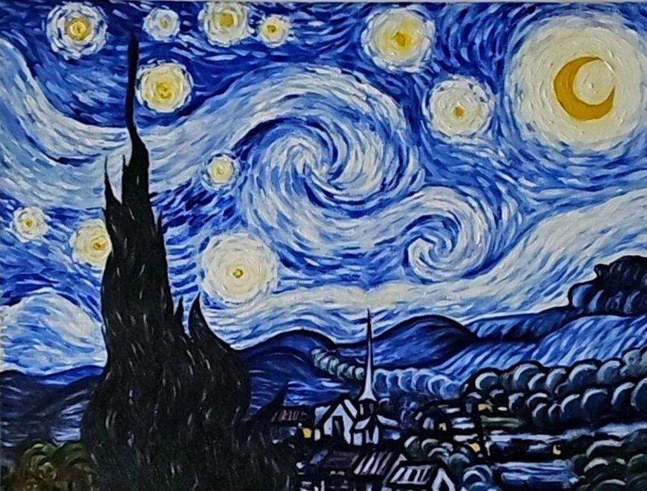 Kopia obrazu Van Gogha"Gwiaździsta noc"!Obraz olejny na płótnie