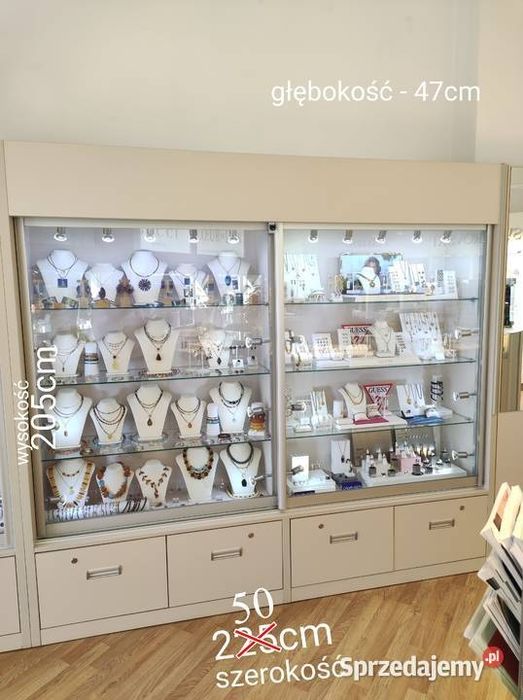 Witryna Modułowa Szklana Jubilerska Gablota z Oświetleniem LED