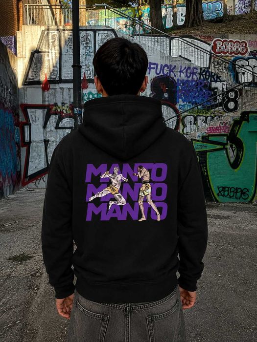 Черная Толстовка MANTO Strike — Худи Черное МАНТО Страйк — Большой Принт — XS-XL