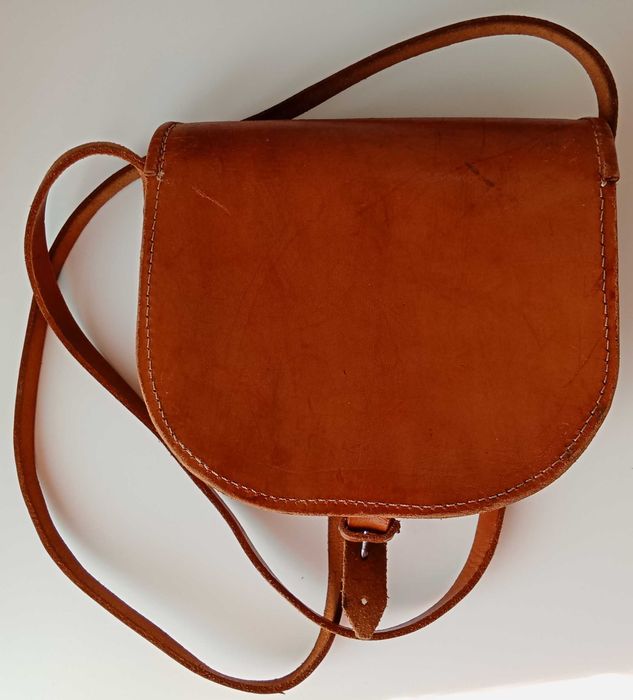 Вінтажна шкіряна жіноча сумка сідло гаман до вишиванки