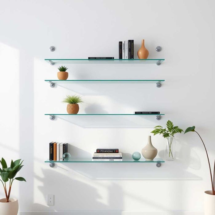 Prateleiras de vidro sob medida, com arestas polidas