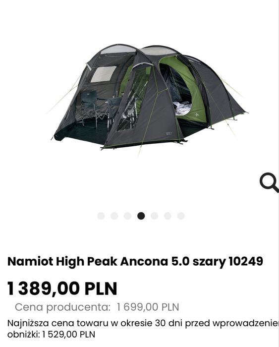 Namiot 4 -5 osobowy decathlon High Peak Ancona - okazja!