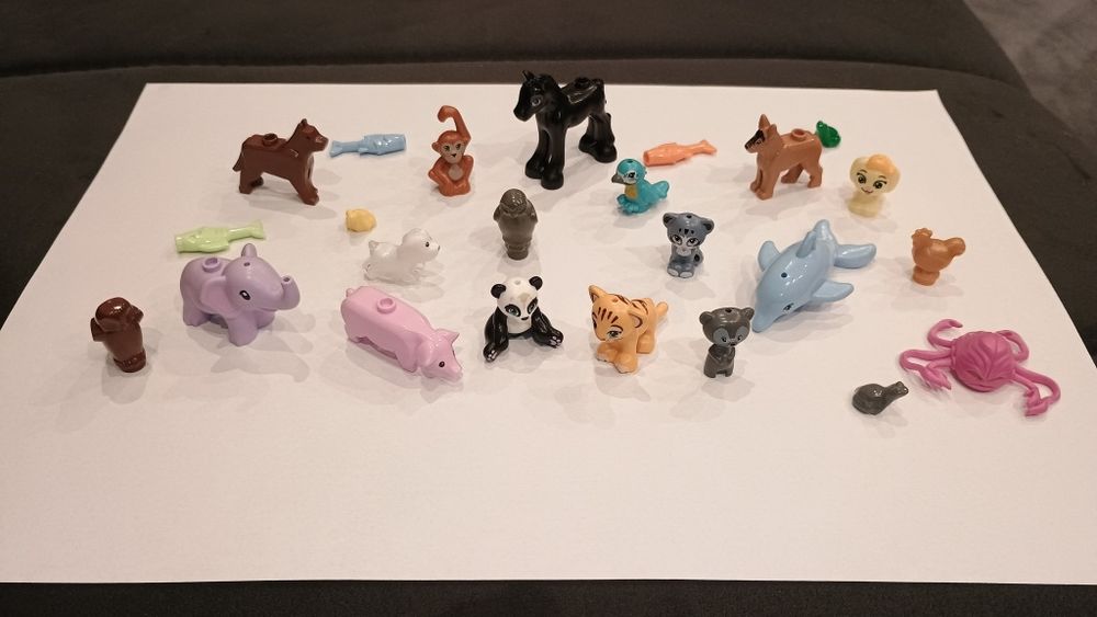 Mix oryginalnych zwierzątek lego tygrys, panda, świnka, słoń i inne