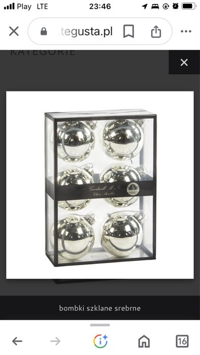 bombki choinkowe szklane srebrne 7 cm