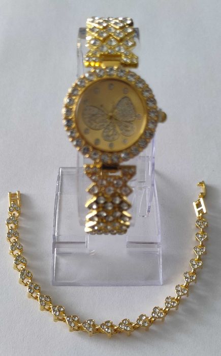 Zegarek damski kwiatek bransoleta plus bransoletka