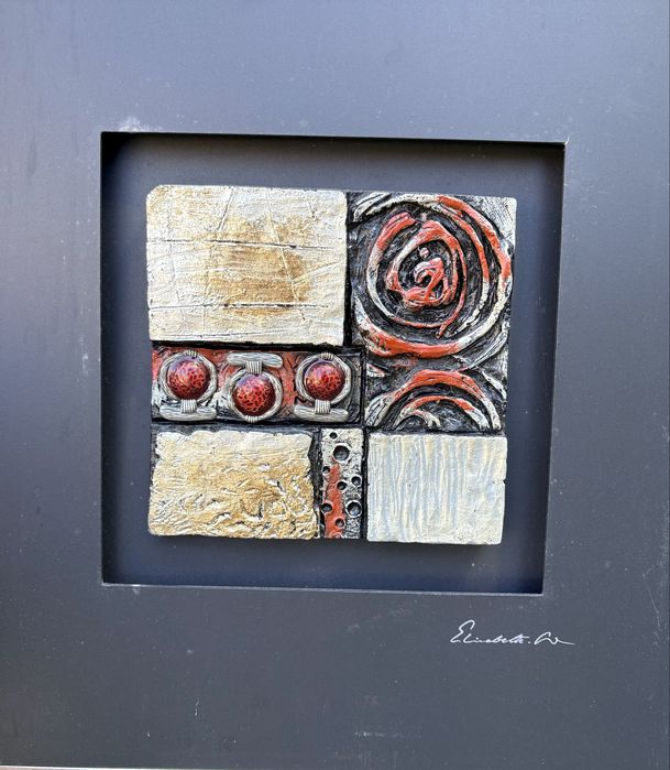3 quadros modernos Arte Abstrata em relevo assinados 50 cm x 50 cm