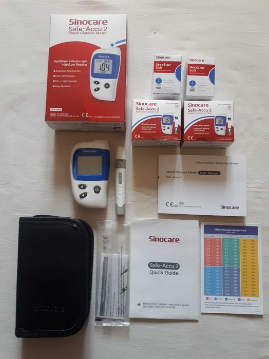 Глюкометр Sinocare Safe-Accu 2, 100 тест-смужок + 100 ланцетів