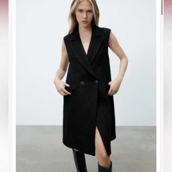 Zara długa  kamizelka w stylu płaszczowym elegancka