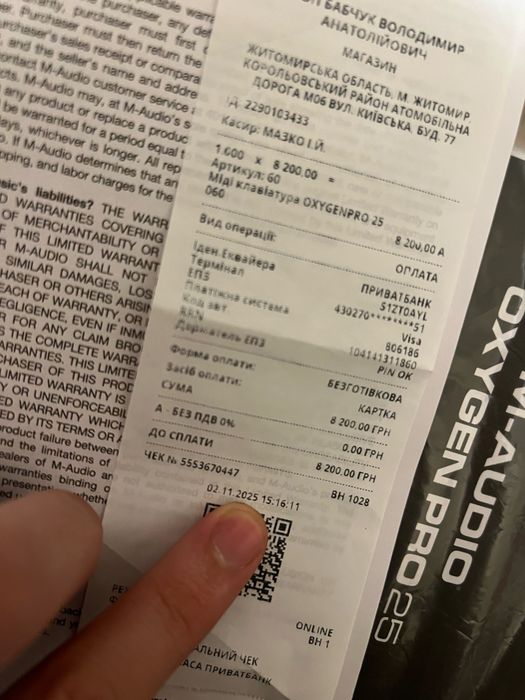 Продам миди клавиатуру oxygen pro 25