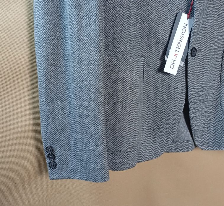 DANIEL HECHTER DH-XTENSION Męska Marynarka Szara Wzór Herringbone 60%