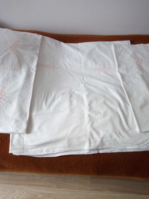 Komplet pościeli poszwa + 2 poszewki na poduszki biała bawełniana