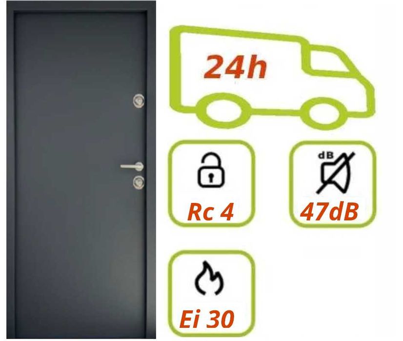 OD RĘKI  Drzwi antywłamaniowe RC4, przeciwpożarowe Ei30 akustyczne