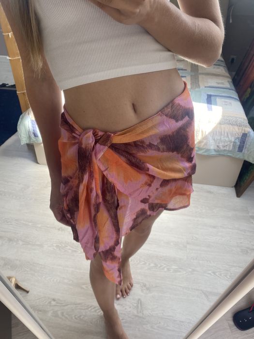 Spódniczka Pull&Bear XS 34 plażowa mini wiązana tie-dye letnia