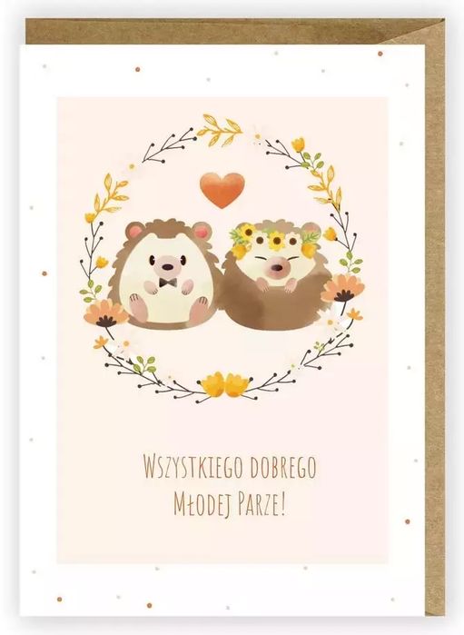 Kartka okolicznościowa, eko koperta Ślub K009. Cardie. Nowy Produkt
