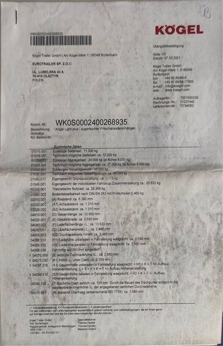 Kogel standart naczepa