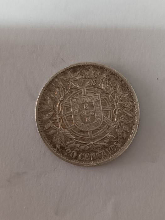 Moeda muito antiga de 20 centavos de 1913