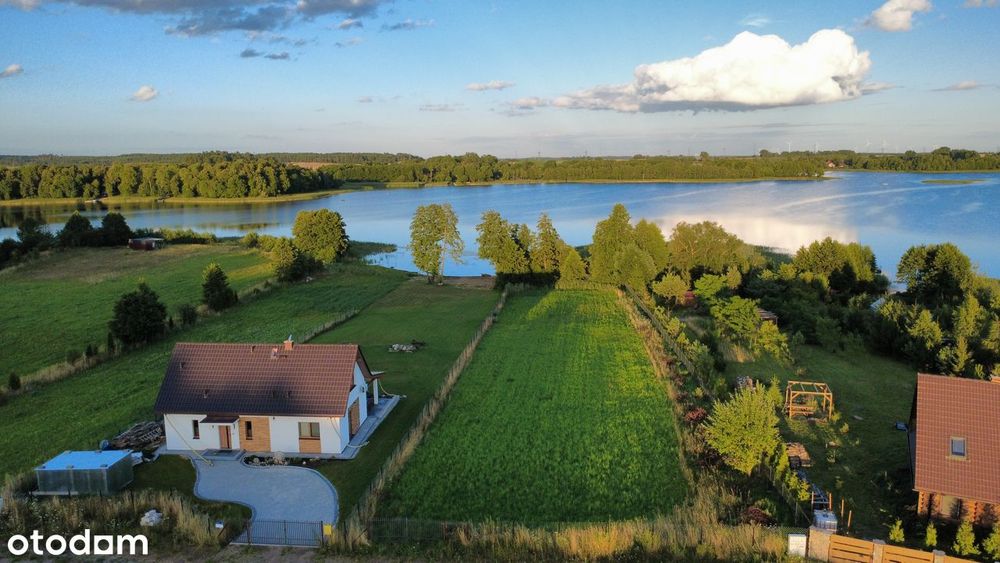 Działka nad jeziorem Dybowskim z linią brzegową. Projekt domu!!!