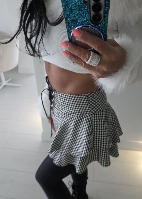 Spódniczka spodenki pepitka ekosora gorsetowa exellemce  caroline fash