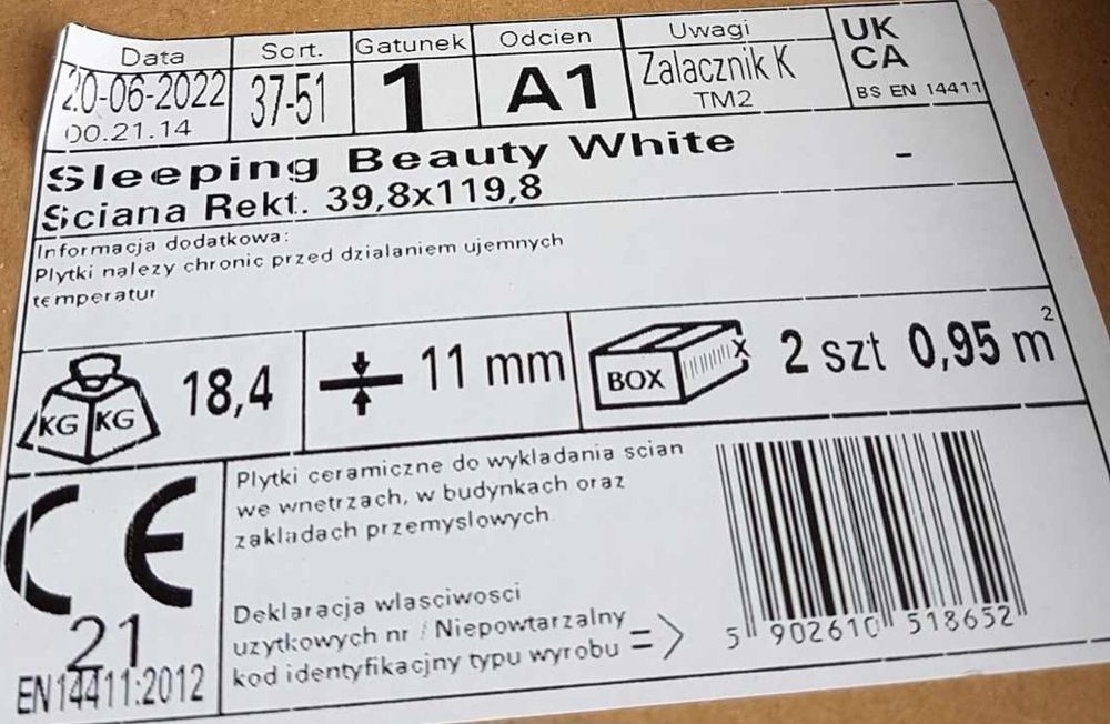 Paradyż Sleeping Beauty White Ściana Rekt. MAT 39,8x119,8