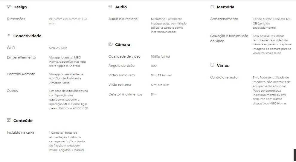Câmara inteligente 1080p Full HD nova por estrear com garantia