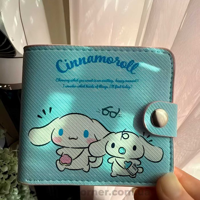 Дитячий гаманець Cinnamoroll сінаморол hello kitty на кнопці блакитний