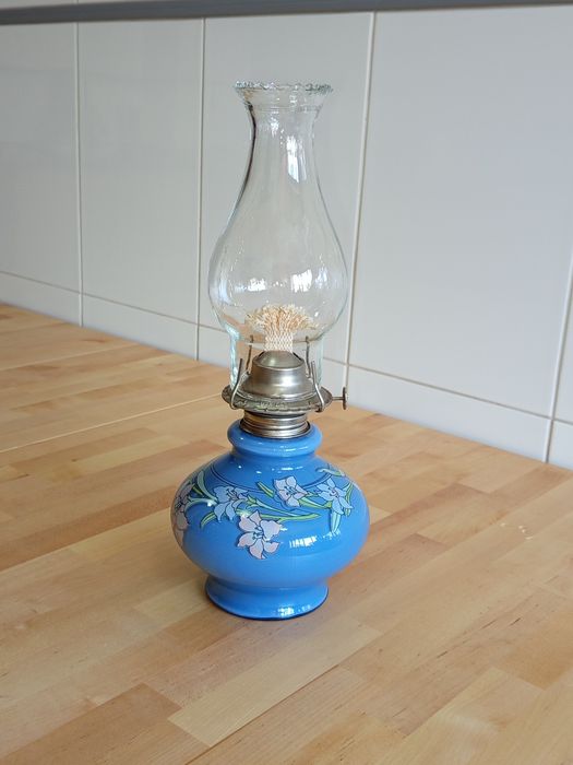 Candeeiro de Petróleo em Vidro Pintado