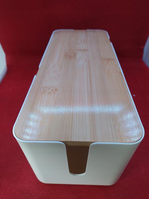 vfandv pudełko z pokrywą na kable organizer biały/drewniany plastik