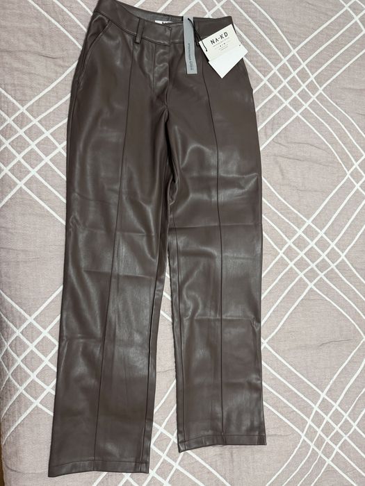 Шкіряні коричневі  штани