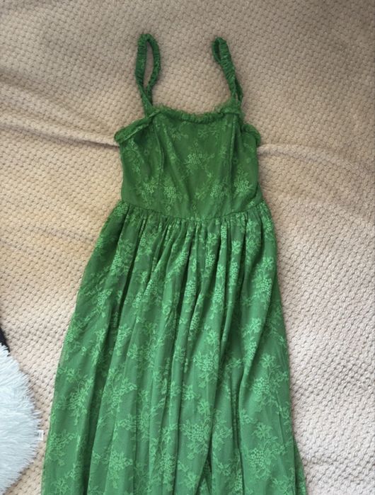 Koronkowa sukienka midi, zielona, S, w kwiaty, Reserved