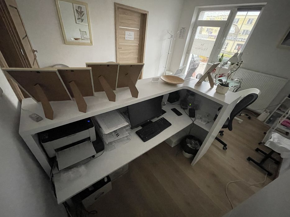 Recepcja salon kosmetyczny, fryzjerski ,lada biała połysk,recepcja 190