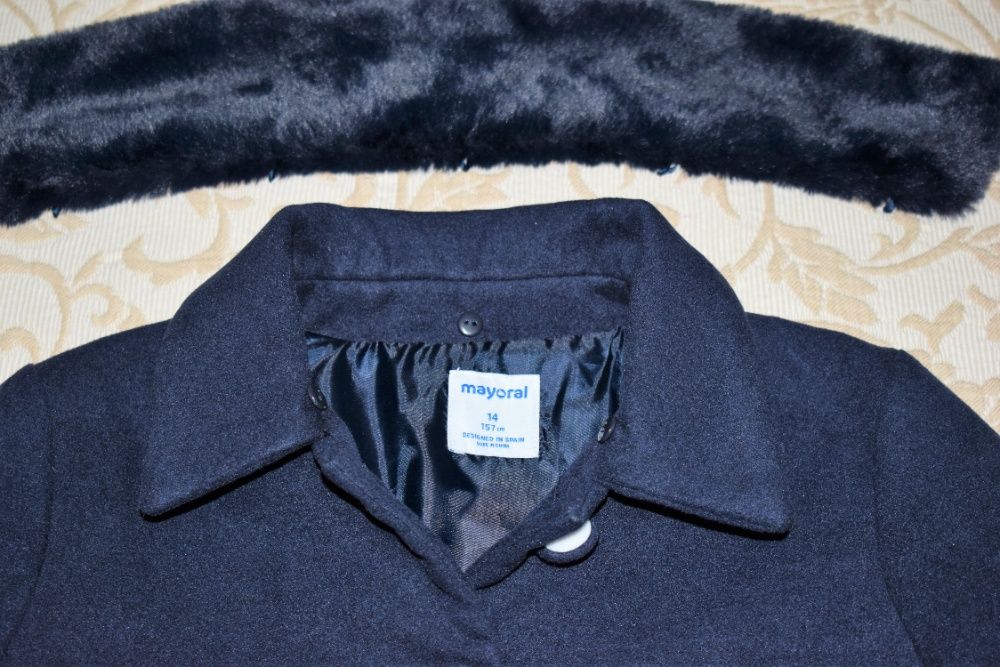 Casaco comprido para menina - azul escuro liso