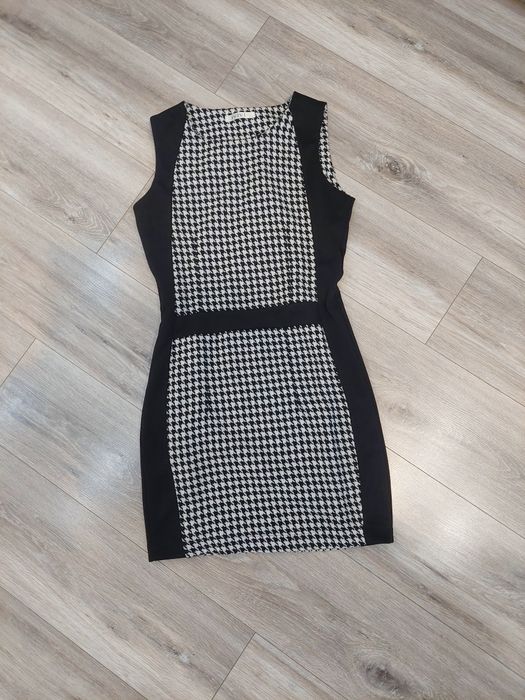Sukienka na ramiączkach w pepitkę na codzień L elegancka wyszczuplająca
