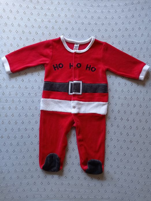 Велюровый человечек Санта Клаус на 6-9 месяцев, 68-74 см
