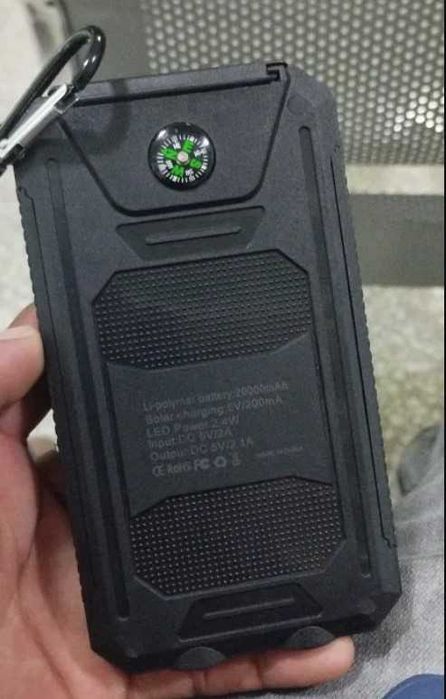 Повербанк 20000 mAh powerbank с фонариком, солнечной панелью