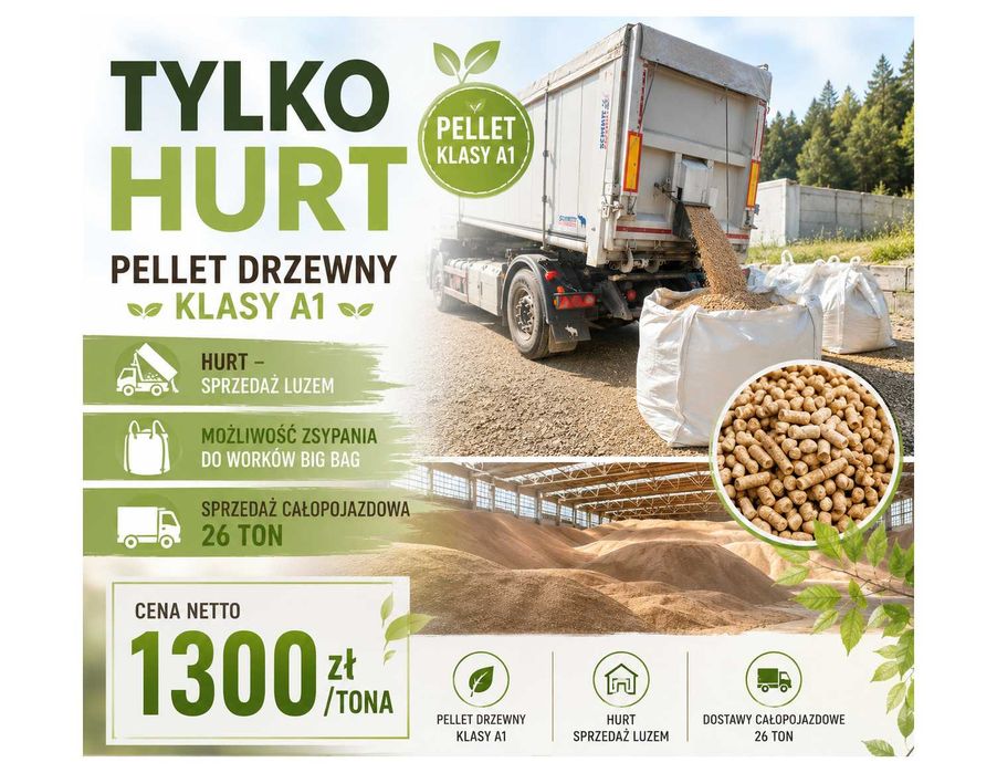 PELLET Drzewny Klasy A1 / 6mm - Dostawa Luzem - Duże Ilości - Wysoka jakość / Niska Cena