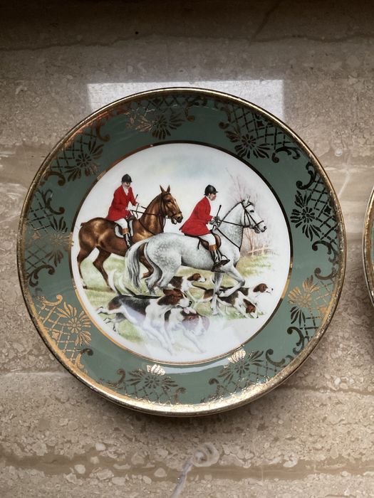 Talerzyki porcelanowe z motywem łowieckim/nowe
