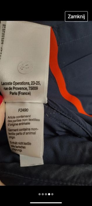 Puchowa kurtka Lacoste
