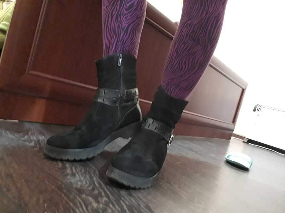 Сапоги ботинки кожа и замш внутри овчина