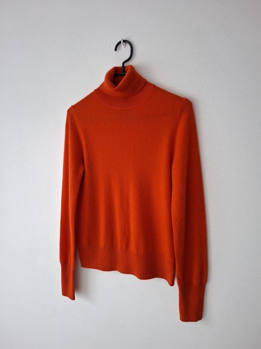Pomarańczowy golf kaszmirowy sweter 100% kaszmir C&A premium cashmere S