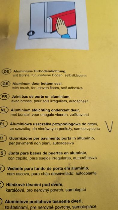 Uszczelka aluminiowa przypodłogowa do drzwi 100cm